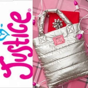 🆕 Girl's Justice Silver Puffer Totes